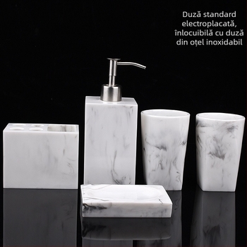 Nordic Hotel Hand Sanitizer Sticlă Model Marmură Baie Set de Cinci Piese Set Toaletă Spălare Tavă Ornamente din Rășină