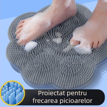 Covoraș de curățat picioare pentru baie, pentru spălarea picioarelor, îndepărtarea pielii moarte, scrubber mare pentru spate leneș cu masaj cu ventuză