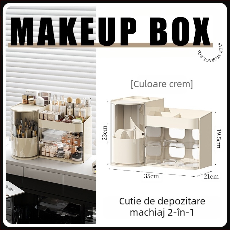 Cutie de depozitare pentru cosmetice, tip sertar de birou, tip praf de înaltă calitate, capacitate mare, pentru masă de toaletă, pentru îngrijirea pielii, produse pentru măști, raft de depozitare