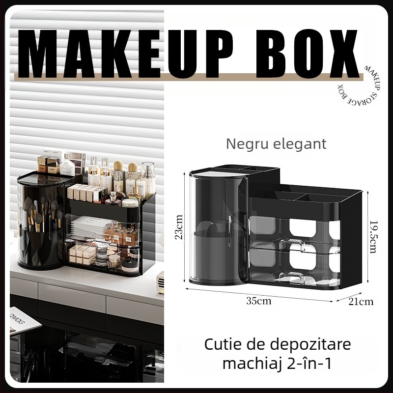 Cutie de depozitare pentru cosmetice, tip sertar de birou, tip praf de înaltă calitate, capacitate mare, pentru masă de toaletă, pentru îngrijirea pielii, produse pentru măști, raft de depozitare