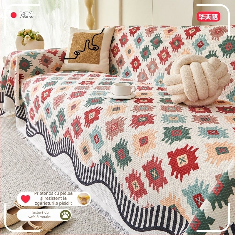 Husă de canapea Advanced Sense Four Seasons, universală, pentru canapea, din pânză, pentru toamnă și iarnă, anti-zgârieturi de pisici, pernă de canapea dintr-o singură bucată