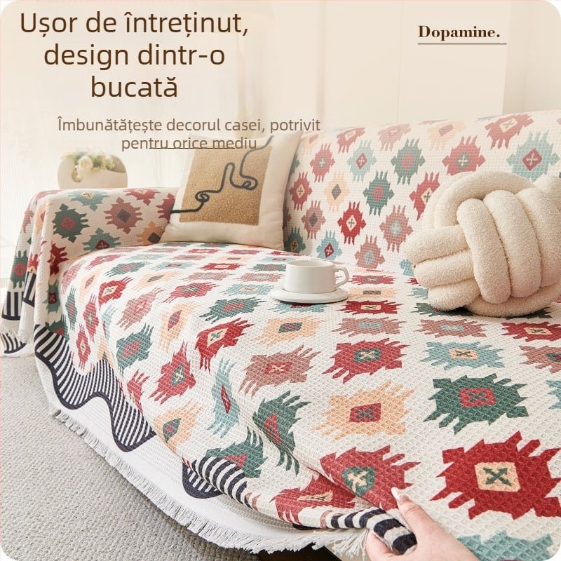 Husă de canapea Advanced Sense Four Seasons, universală, pentru canapea, din pânză, pentru toamnă și iarnă, anti-zgârieturi de pisici, pernă de canapea dintr-o singură bucată