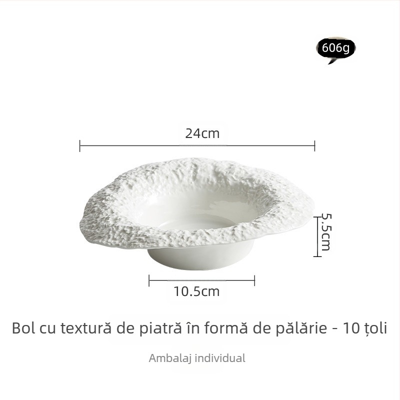 Fabrica de piatră model pălărie de paie bol spaghete farfurie ceramică salată farfurie supă de uz casnic farfurie adâncă farfurie de cină de înaltă calitate club