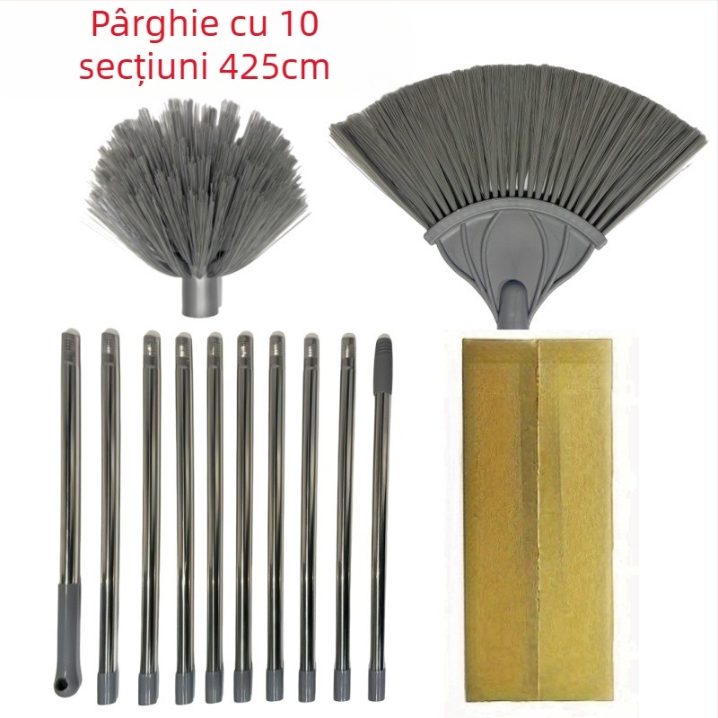 Mătură de praf extra lungă Cross-Border de 425 cm, cu 2 capete de schimb pentru curățarea tavanului și a pereților, lungime reglabilă