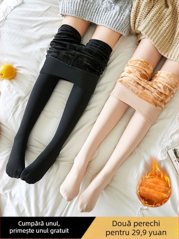 Ciorapi realiști noi, de culoarea pielii, cu efect de picioare goale, dintr-o singură bucată pentru femei, pantaloni calzi din bumbac pentru toamnă și iarnă, colanți căptușiți cu fleece și îngroșați