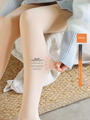 Ciorapi realiști noi, de culoarea pielii, cu efect de picioare goale, dintr-o singură bucată pentru femei, pantaloni calzi din bumbac pentru toamnă și iarnă, colanți căptușiți cu fleece și îngroșați