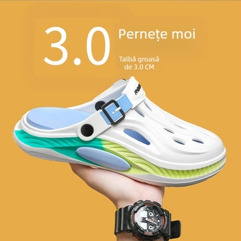 Sandale de vară Baotou pentru bărbați, talpă groasă, respirabil, pantofi de birou Croc, pentru îmbrăcăminte exterioară, sport și papuci casual de plajă