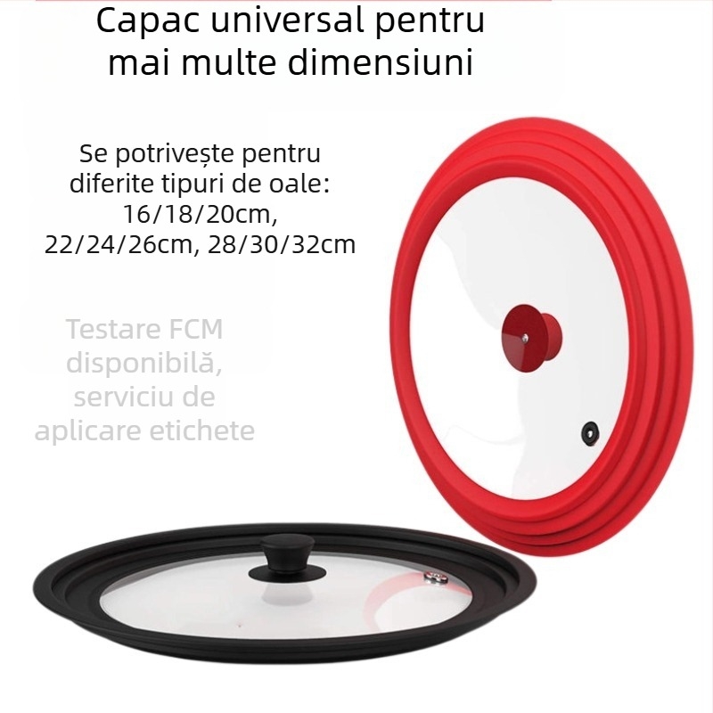 Tigaie de silicon rezistentă la explozii, rezistentă la căldură, en-gros, din sticlă călită, multifuncțională, de 32 cm, cu capac, pentru uz casnic, pentru aburi