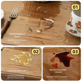 Față de masă transparentă din dantelă, din sticlă moale, lumină, lux, de înaltă calitate, pentru masă de cafea, impermeabilă și rezistentă la ulei, fără spălare