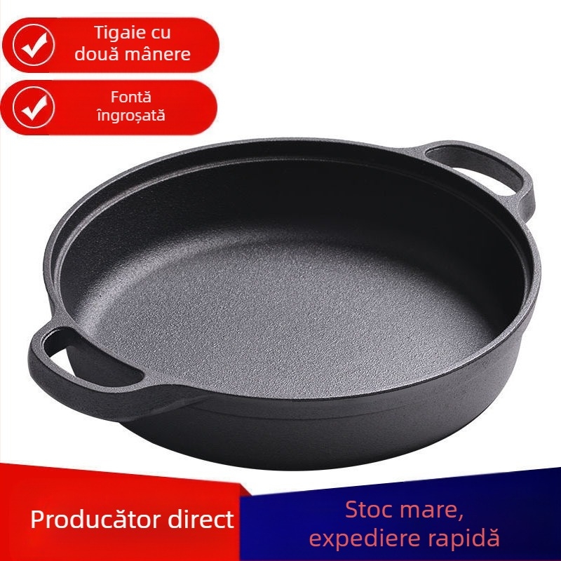 Tigaie din fontă, tigaie din fontă îngroșată, tigaie din fontă, aragaz special pe gaz pentru aragaz cu inducție, potrivită pentru tigaia antiaderentă de uz casnic de modă veche