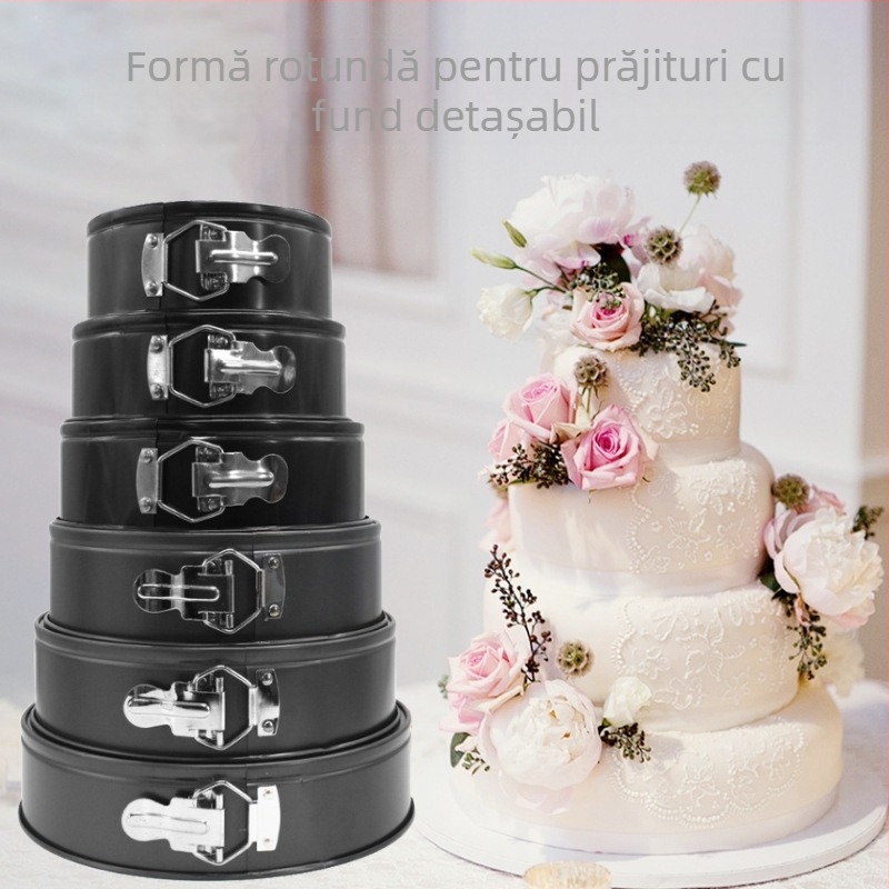 Mucegai rotund antiaderent cu cataramă, fund viu, cataramă de blocare, mucegai pentru tort, mousse, fagure de miere, explozie, tavă de copt din oțel carbon, instrument de copt