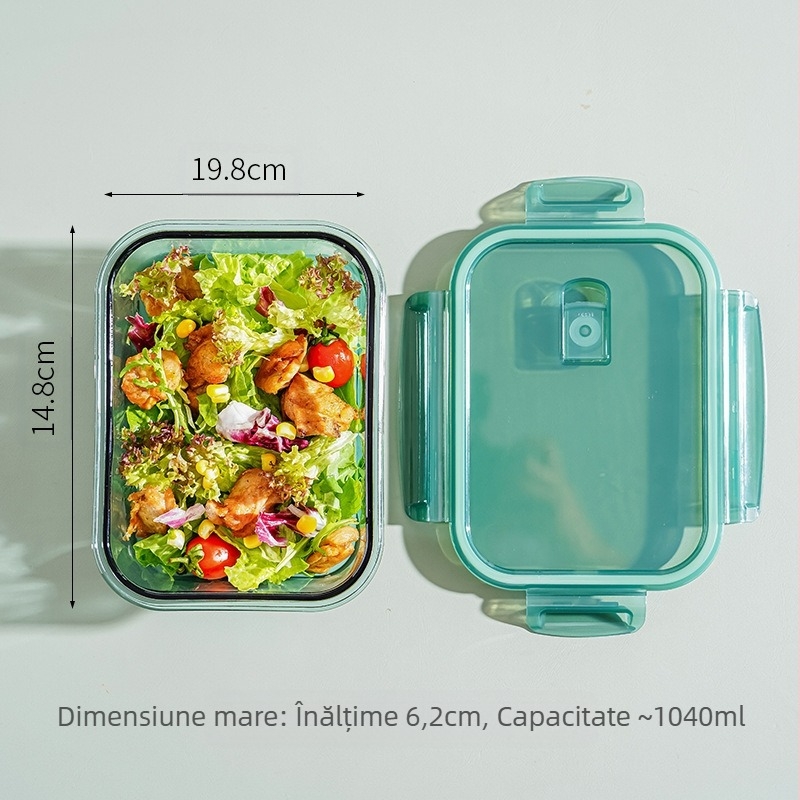 Cutie de prânz pentru lucrători de birou, cutie de prânz separată din sticlă, cutie de prânz încălzită cu microunde pentru studenți, bol cu supă, transparent, pentru fructe, crisper