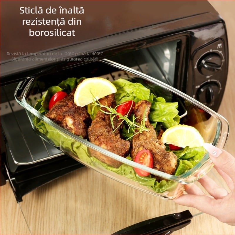 Mucegai dreptunghiular pentru pâine prăjită, tort cu brânză ușoară, tort cu iaurt, tavă de copt din sticlă rezistentă la căldură