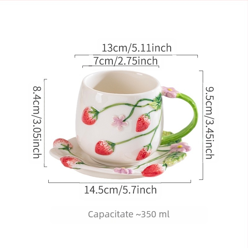 Ceașcă de cafea din ceramică pictată manual, lucrată manual, ceașcă de mic dejun colorată sub glazură, ceașcă de apă, cană, ceașcă și farfurie din ceramică cu aspect deosebit