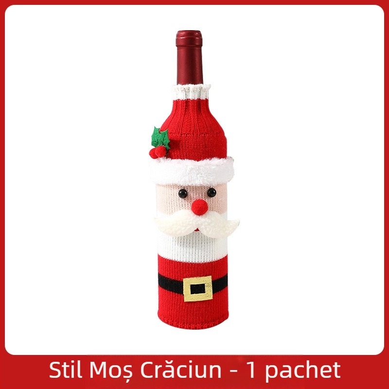 Set de sticle de vin transfrontaliere pentru ziua de Anul Nou, șampanie, vin roșu, set creativ de vin, masă de hotel, restaurant, decorațiuni de sărbători