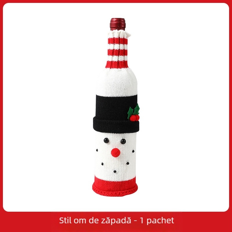 Set de sticle de vin transfrontaliere pentru ziua de Anul Nou, șampanie, vin roșu, set creativ de vin, masă de hotel, restaurant, decorațiuni de sărbători