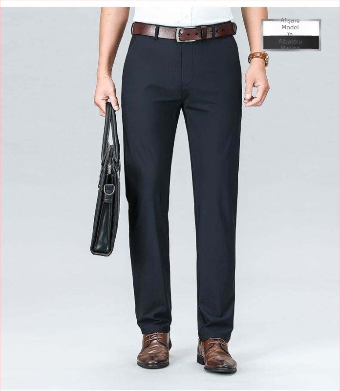 Bărbați de vară, subțiri, slim fit, elastice, formale, casual, business, drapat, fără riduri, plus-size, pantaloni cu picior drept