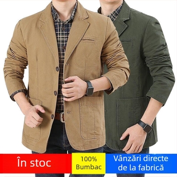 Costum casual de comerț exterior transfrontalier pentru bărbați, jachetă din bumbac, costum gras, costum pentru bărbați de vârstă mijlocie, vrac, mărime mare, primăvară și toamnă, costum mic cu clip