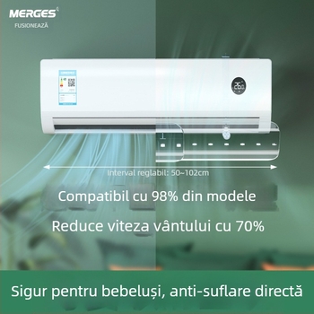 Deflector de vânt transparent pentru aparat de aer condiționat, fără instalare, retractabil, montat pe perete, paravânt pentru aer condiționat, deflector de vânt anti-suflare directă a aerului