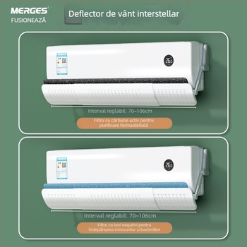 Deflector de vânt transparent pentru aparat de aer condiționat, fără instalare, retractabil, montat pe perete, paravânt pentru aer condiționat, deflector de vânt anti-suflare directă a aerului