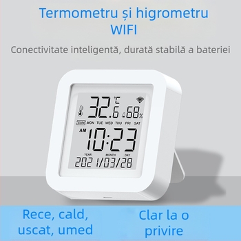 Senzor inteligent de temperatură și umiditate Tuya, detector de temperatură Wifi pentru interior, telecomandă pentru telefon mobil cu sondă