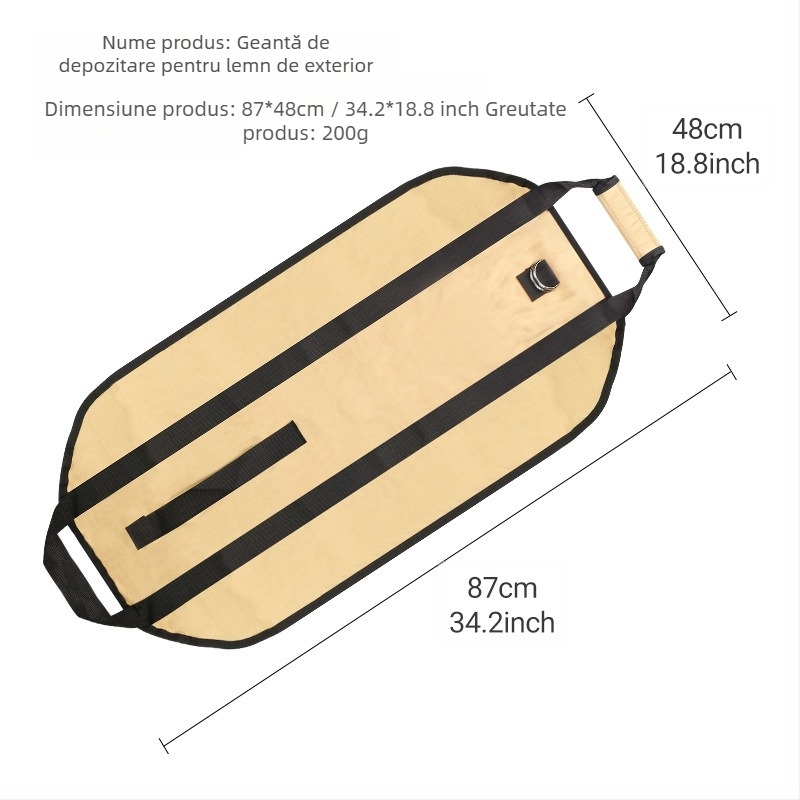 Geantă de depozitare pentru lemne de foc în aer liber, capacitate mare transfrontalieră, geantă de mână pentru lemne de foc, portabilă, geantă multifuncțională pentru exploatare forestieră