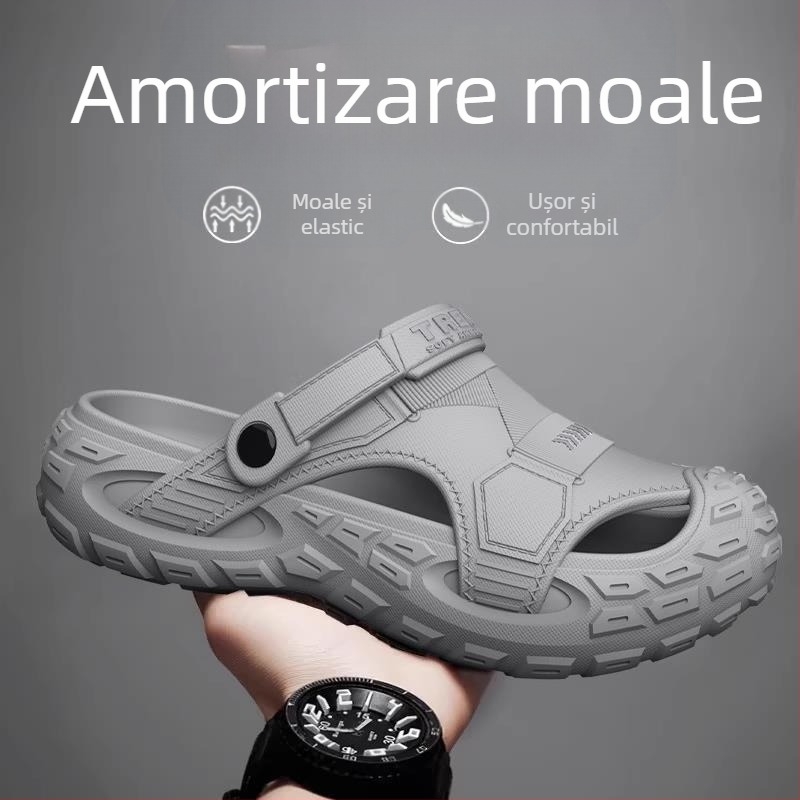 Sandale bărbați de vară, îmbrăcăminte exterioară, antiderapantă, cu vârf moale, cu jumătate de picior, papuci de sport pentru condus în aer liber, saboți de plajă, mărime mare 47