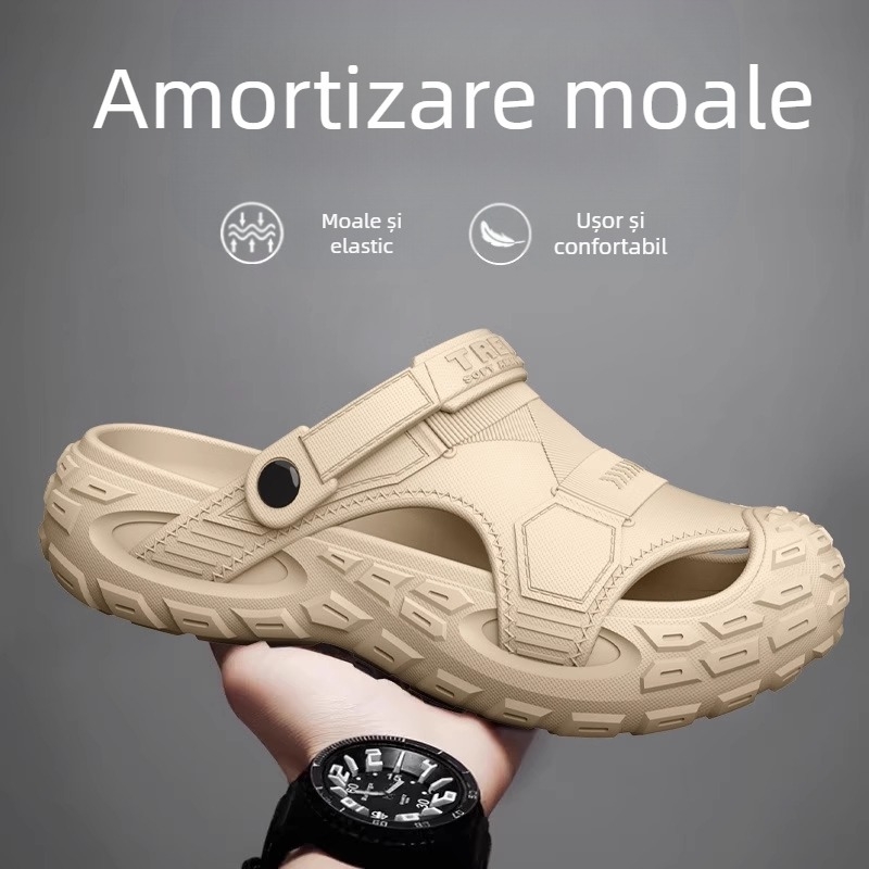 Sandale bărbați de vară, îmbrăcăminte exterioară, antiderapantă, cu vârf moale, cu jumătate de picior, papuci de sport pentru condus în aer liber, saboți de plajă, mărime mare 47