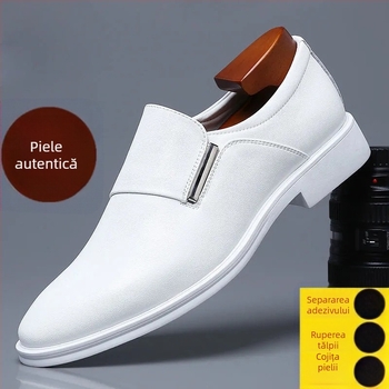 Pantofi de damă din piele albă, pantofi de vară pentru bărbați, pantofi de afaceri formali din piele, pantofi din piele naturală, vârful ascuțit, respirabil, interior, cu talpă moale, pantofi casual