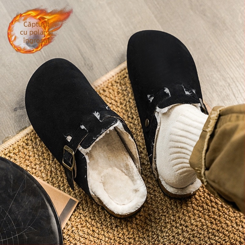 Pantofi Burken direct din fabrică pentru bărbați și femei, de iarnă, cu căptușeală din fleece, antiderapanți, papuci de bumbac, mocasini