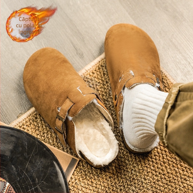 Pantofi Burken direct din fabrică pentru bărbați și femei, de iarnă, cu căptușeală din fleece, antiderapanți, papuci de bumbac, mocasini