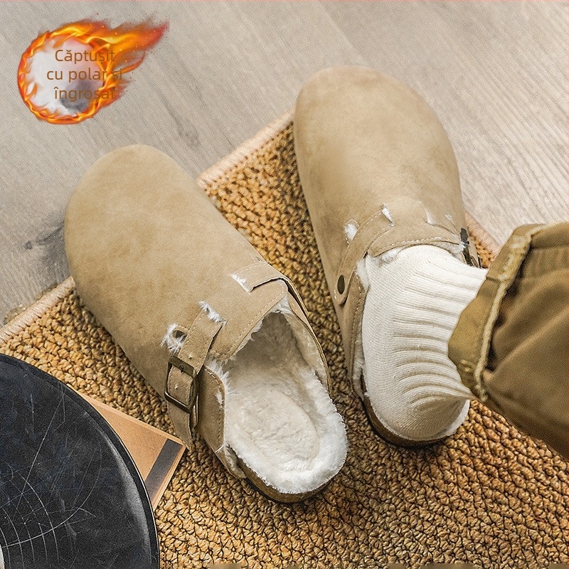 Pantofi Burken direct din fabrică pentru bărbați și femei, de iarnă, cu căptușeală din fleece, antiderapanți, papuci de bumbac, mocasini