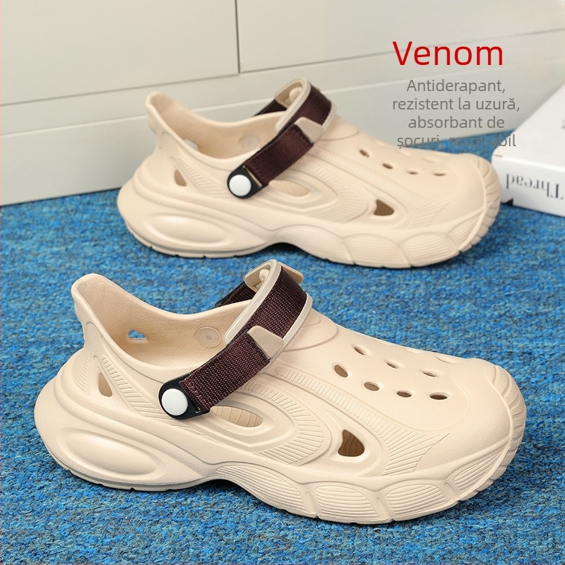 Sandale din nucă de cocos atent selectate pentru îmbrăcăminte de vară, antiderapante, confortabile, cu talpă moale, saboți anti-caca, papuci de plajă pentru bărbați cu vârful în jos