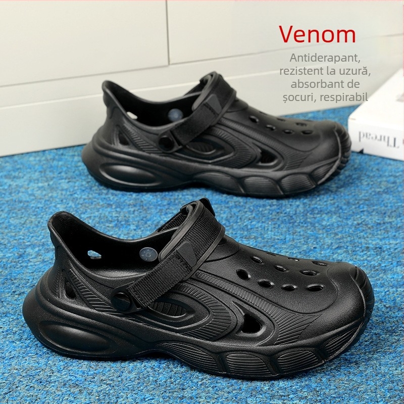 Sandale din nucă de cocos atent selectate pentru îmbrăcăminte de vară, antiderapante, confortabile, cu talpă moale, saboți anti-caca, papuci de plajă pentru bărbați cu vârful în jos