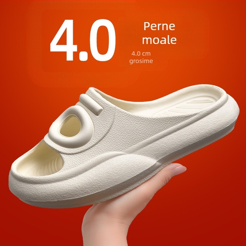 Papuci de plajă alb-crem cuplu de celebrități de pe internet, noi papuci de plajă casual cu ochi mari din cauciuc și plastic, fără gust, cu senzație de bălegar, de om de astronaut