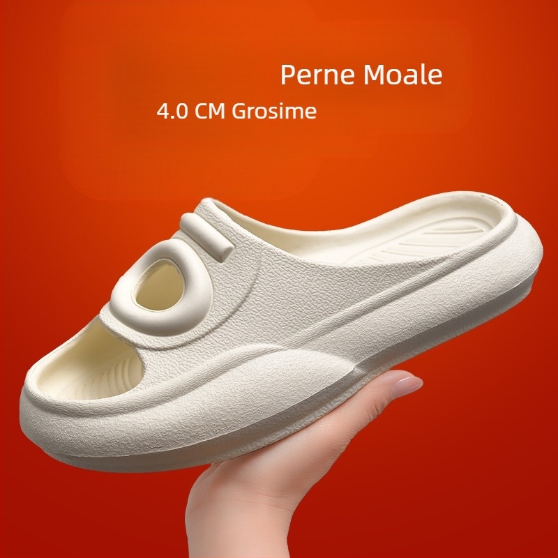 Papuci de plajă alb-crem cuplu de celebrități de pe internet, noi papuci de plajă casual cu ochi mari din cauciuc și plastic, fără gust, cu senzație de bălegar, de om de astronaut