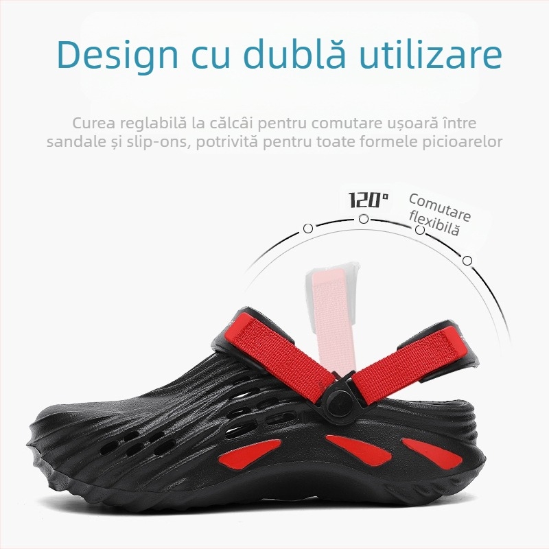 Saboți de vară pentru bărbați, antiderapanți, rezistenți la uzură, cu talpă groasă, cu senzație de călcat pe nori, mărimi 46-47, sandale cu vârful închis