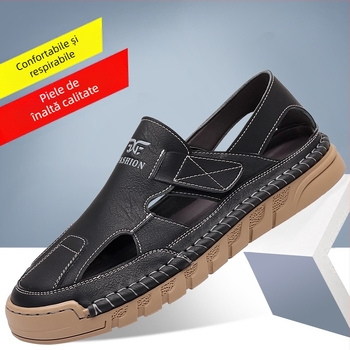 Pantofi sport pentru bărbați, cu velcro, cu găuri goale, sandale de afaceri, vară, Baotou, alunecare pe pantofi cu talpă de cauciuc pentru bărbați