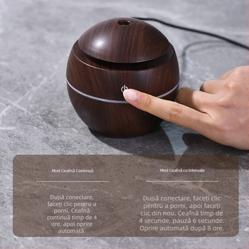Umidificator Creative Ball USB Mini Shades, umidificator cu ciuperci din lemn alb, atmosferă colorată, lumină mută, aromaterapie acasă