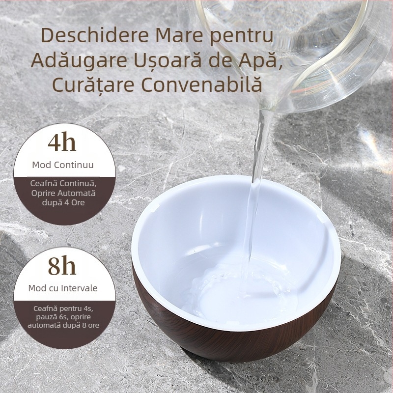 Umidificator Creative Ball USB Mini Shades, umidificator cu ciuperci din lemn alb, atmosferă colorată, lumină mută, aromaterapie acasă