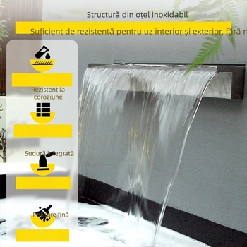 Furnizare directă din fabrică, fântână pentru piscină, cascadă pentru piscină din oțel inoxidabil, preaplin cu conector pentru țeavă, dreptunghiular, grădină în aer liber