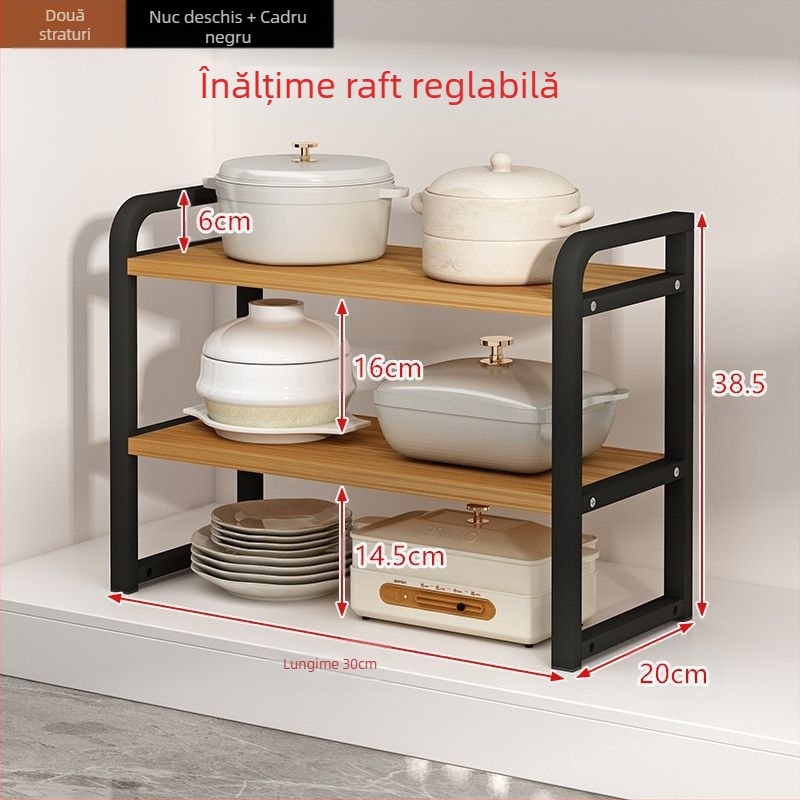 Înălțime reglabilă blat bucătărie stratificat depozitare rack desktop depozitare rack dulap partiție condimente farfurie oală rack