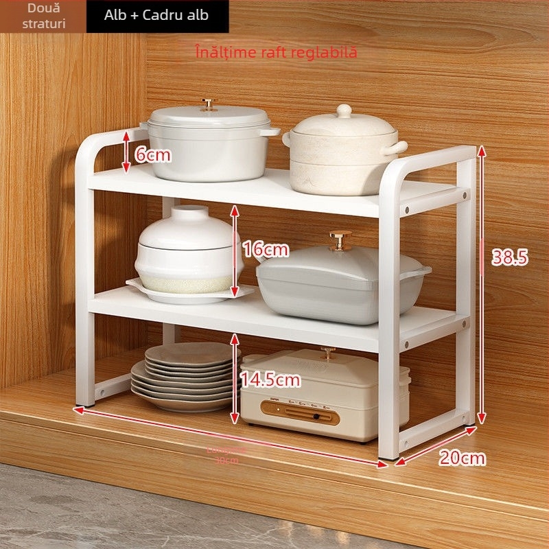 Înălțime reglabilă blat bucătărie stratificat depozitare rack desktop depozitare rack dulap partiție condimente farfurie oală rack