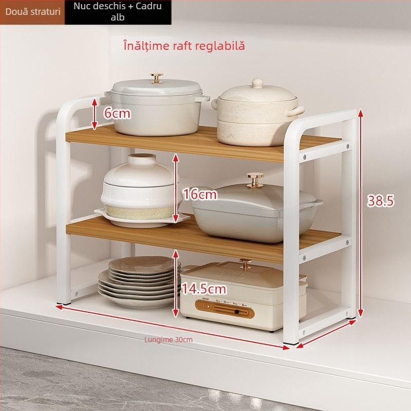 Înălțime reglabilă blat bucătărie stratificat depozitare rack desktop depozitare rack dulap partiție condimente farfurie oală rack