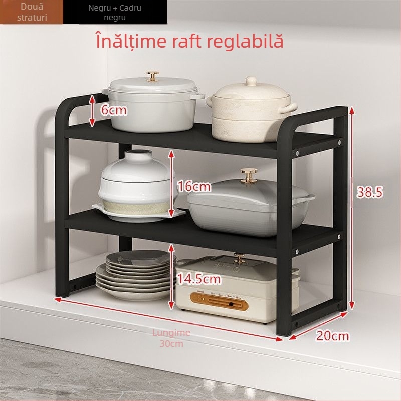 Înălțime reglabilă blat bucătărie stratificat depozitare rack desktop depozitare rack dulap partiție condimente farfurie oală rack
