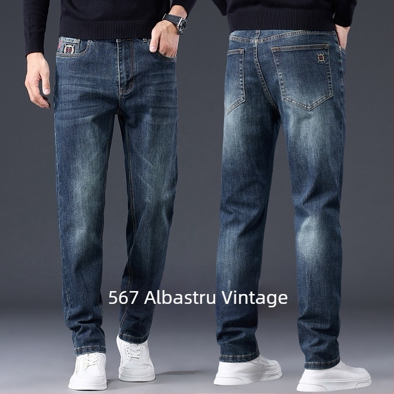 Blugi bărbați 2025, toamnă, slim, cu picior drept, pantaloni bărbați, la modă, brand, blugi elastici, Guangzhou Xintang, casual