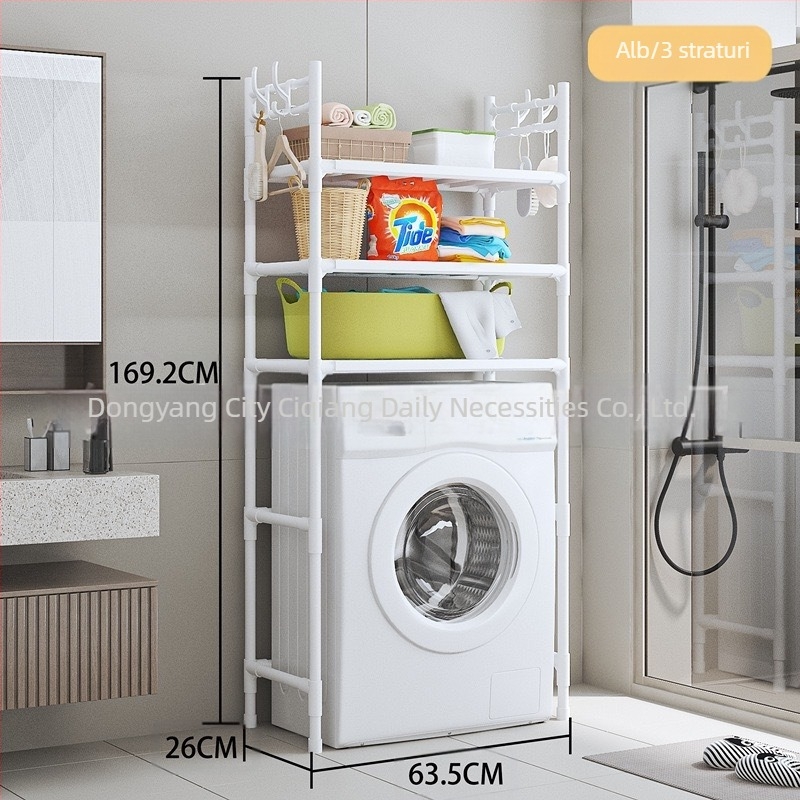Suport de depozitare pentru mașină de spălat, multifuncțional, simplu, cu mai multe straturi, pentru dropshipping transfrontalier, suport de depozitare cu cârlig de mare capacitate, pe podea