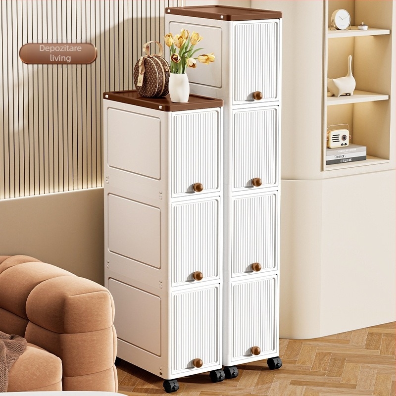 Dulap de depozitare cu sertar îngust de 20 cm, tip bucătărie, multistrat, pentru baie, cu raft de depozitare îngust