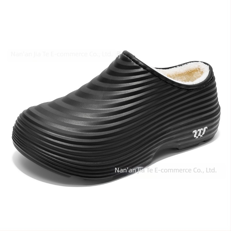 Pantofi de bucătar transfrontalieri din catifea caldă de iarnă, papuci ușori cu talpă moale, pantofi fără mâneci din bumbac pentru bărbați