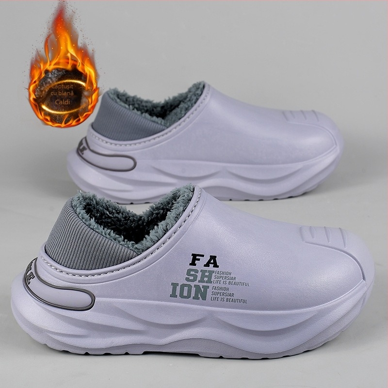 Pantofi de iarnă pentru bărbați, la modă, cu căptușeală din bumbac, cu fund moale, îngroșat, căptușit cu fleece, cald, antiderapant, impermeabil, rezistent la frig, pentru zăpadă